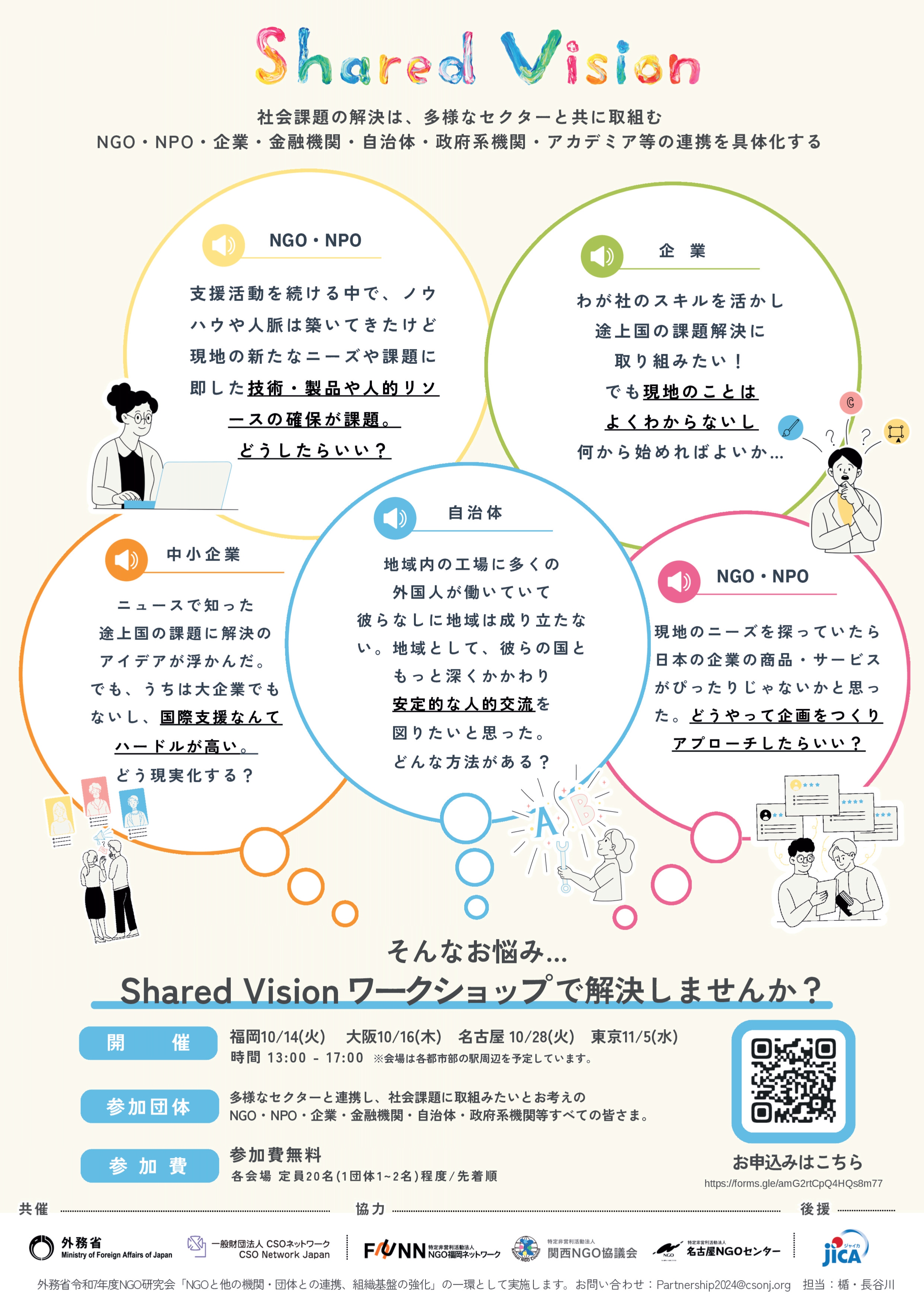 【参加募集】10/16日(火)大阪にて、NGO・企業・行政など多様な主体が出会い、学び合う連携の場「Shared Visionワークショップ」を開催